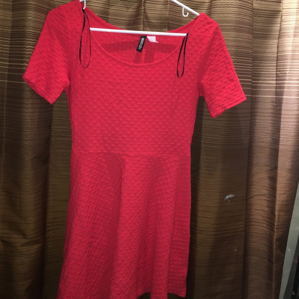 red skater dress